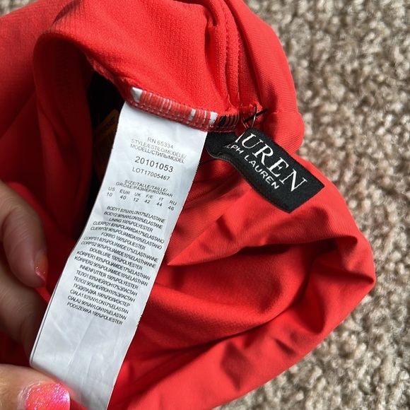 Lauren Ralph Lauren beach club ruched bikini swim bottom sunset orange size 10 - Picture 5 of 6